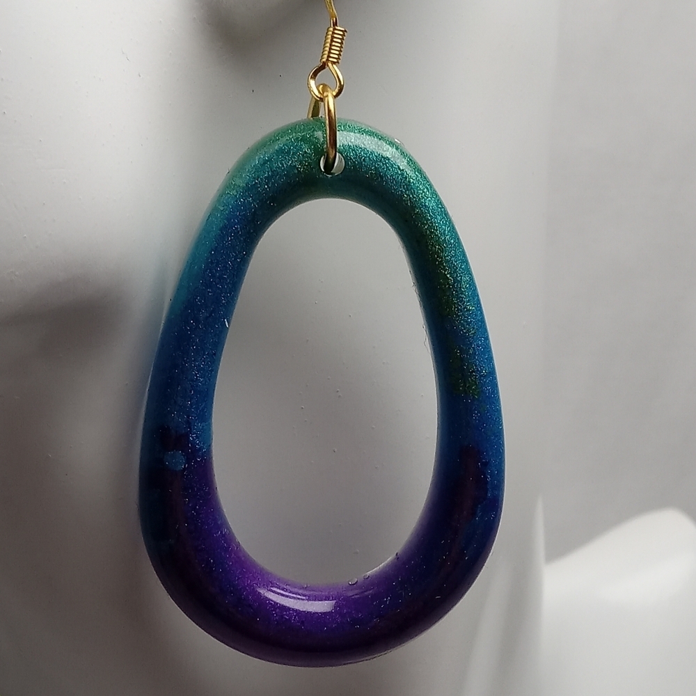Elegant Blue and Purple Teardrop Earrings - Picture 2 of 5